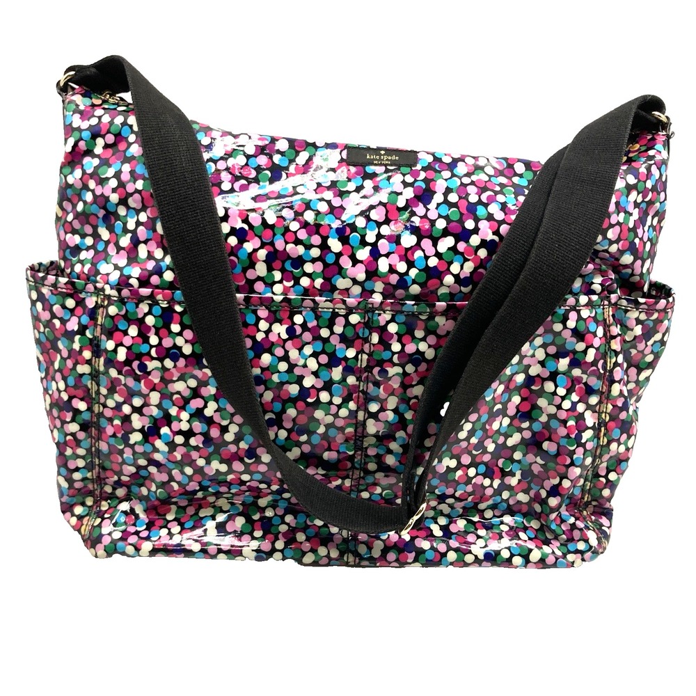 K♠️ EUC Baby Bag Multicolor Confetti Dot with Black Straps